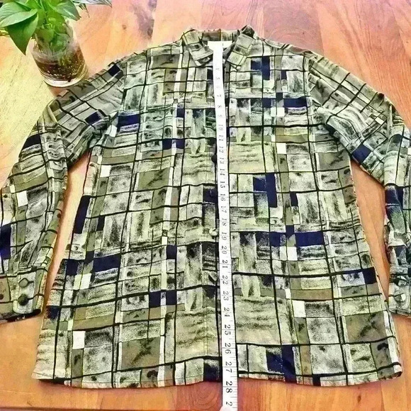 Vintage Boho Artsy Earthy Pattern Oversized Hippie Button Down Shirt Blouse. - Picture 12 of 13